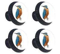 Kingfisher Bird Drawer Knobs 4 Pack Crystal Dresser Knobs 30mm Glass Cabinet Knobs for Home Office Bathroom Cabinet