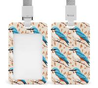 Kingfisher Bird Funny ID Badge Holder with Detachable Neck Lanyards Vertical Card for Offices Men Women