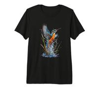 Kingfisher Bird in Flight Water Splash Wildlife Art Premium T-Shirt