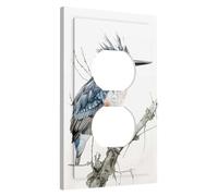 Kingfisher Bird Light Switch Cover Plates/Outlet Covers, Blue and Orange Nature Designs for Wall Accents, Thermoplastic Wall Plates, Standard Size Single Duplex Outlet