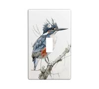 Kingfisher Bird Light Switch Cover Plates/Outlet Covers, Blue and Orange Nature Designs for Wall Accents, Thermoplastic Wall Plates, Standard Size Single Toggle