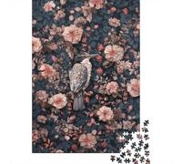 Kingfisher Bird on Floral Background Jigsaw Puzzle 1000 Pieces, Animal Artwork Puzzle for Adults, Thoughtful Gift, 52x38cm/1000pcs