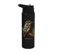 Kingfisher Birding Vintage Bird Illustration Kookaburra Stainless Steel Insulated Water Bottle