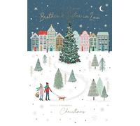 Kingfisher Brother and Sister-In-Law Christmas Card, Single - Christmas Cards with a Contemporary Dog Walk in the Snow Design and Special Finish - Eco-Friendly Xmas Card with Envelope