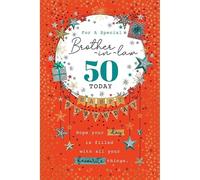 Kingfisher Cards 50th Birthday Card for Brother-in-Law, Star and Celebration Theme, 15 x 23 cm