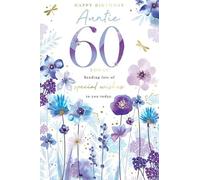 Kingfisher Cards 60th Birthday Card for Auntie, Floral Design, 15 x 23 cm
