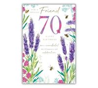 Kingfisher Cards 70th Birthday Card for Friend - Pretty Bee and Floral Design - Foil Finish - Age 70 Birthday Greeting Card for a Special Friend - For Women