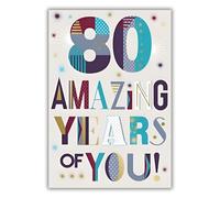 Kingfisher Cards 80th Birthday Card for Men - Bold Typography Design - Foil Finish - Age 80 Birthday Greeting Card - For Him - '80 Amazing Years'