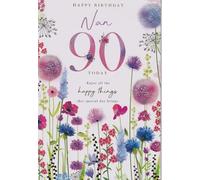 Kingfisher Cards 90th Birthday Card for Nan, Floral Design, 15 x 23 cm