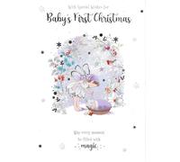 Kingfisher Cards Baby's First Christmas Greeting Card, Fairy & Sleeping Baby Design, Festive Keepsake