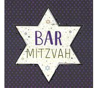 Kingfisher Cards Bar Mitzvah Greeting Card, Star of David Design, Purple, Mazel Tov Congratulations