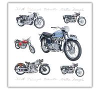 Kingfisher Cards Birthday/Blank Greeting Card - Blank Card for Men with Artistic Vintage Classic Motorbike Design - General Card Suitable for Any Occasion