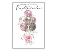 Kingfisher Cards Birthday Card for Daughter in Law - Balloon and Floral Design - Foil Finish - Pretty Birthday Card for a Special Daughter in Law - For Her