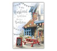Kingfisher Cards Birthday Card for Husband - Country Pub Design - Foil Finish - Artistic Birthday Greeting Card for Him
