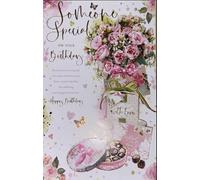Kingfisher Cards Birthday Card for Someone Special, Pink Roses and Chocolates Design, Gold Foil Finish with Envelope