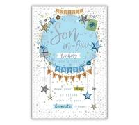 Kingfisher Cards Birthday Card for Son in Law - Star & Banner Design - Foil Finish - Stylish Birthday Greeting Card for Him