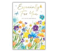 Kingfisher Cards Birthday Card for Women - Especially for You Floral Design - Foil Finish - Pretty Birthday Greeting Card