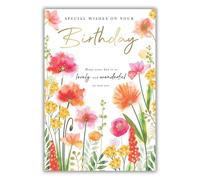 Kingfisher Cards Birthday Card for Women - Floral Design - Foil Finish - Pretty Birthday Greeting Card