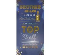 Kingfisher Cards Brother-in-Law Birthday Card, Top Shelf Whisky Design, Premium Blue with Gold Foil Accents, Includes Matching Envelope