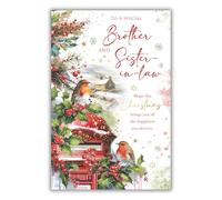 Kingfisher Cards Christmas Card for Brother and Sister-in-Law - Artistic Robin Design - Foil Finish - Festive Christmas Greeting Card for a Special Brother and Sister-in-Law