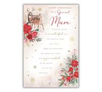 Kingfisher Cards Christmas Card for Mum - Festive Woodland Design - Foil Finish - Sentimental Christmas Greeting Card for a Special Mum - For Her