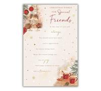 Kingfisher Cards Christmas Card for Special Friends - Festive Artistic Design - Foil Finish - Sentimental Christmas Greeting Card for Friends - For Men or For Women