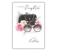 Kingfisher Cards Daughter Birthday Card - Stylish Feminine Fashion Accessories Design - Foil Finish - Happy Birthday Card to a Special Daughter - For Her