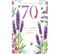 Kingfisher Cards Female 70th Milestone Birthday Card - Age 70 - Bumble Bees and Lavender with Embossed Foil Details