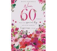 Kingfisher Cards Floral 60th Birthday Card for Nan, 15 x 23 cm