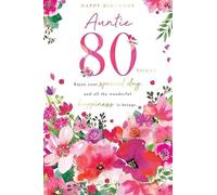 Kingfisher Cards Floral 80th Birthday Card for Auntie, 15 x 23 cm