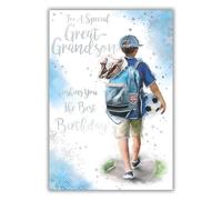 Kingfisher Cards Football Birthday Card for Great Grandson - Sporty Design - Foil Finish - irthday Greeting Card for a Special Great Grandson - For Him