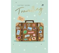 Kingfisher Cards Going Travelling Card for Him or Her - Stylish Luggage Design - Good Luck Card for Friends or Family - Foil Finish
