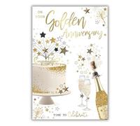 Kingfisher Cards Golden Anniversary Card - Elegant Celebration Design - Foil Finish - 50th Wedding Anniversary Card for a Special Couple