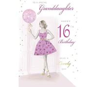 Kingfisher Cards Granddaughter 16th Birthday Card, Pink and Gold Design, 15 x 23 cm