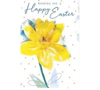 Kingfisher Cards Happy Easter Greeting Cards, Daffodil Watercolour Design, Blank Inside, Pack of 6 with Envelopes