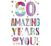 Kingfisher Cards Ltd 80th Birthday Card, Colourful Foil Design with Gold Accents, Amazing Years Message, Includes Envelope