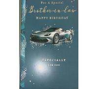 Kingfisher Cards Ltd Brother-in-Law Birthday Card, Luxury Sports Car Design with Silver Foil Details, Deep Blue Theme, Special Celebration Message