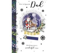 Kingfisher Cards Ltd Christmas Card for a Special Dad, Santa & Reindeer Snow Globe Design, with Envelope