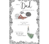 Kingfisher Cards Ltd Christmas Card for Dad, Snowy Cottage Winter Scene Design, with Envelope
