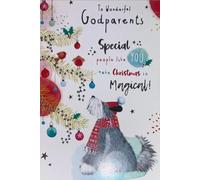 Kingfisher Cards Ltd Christmas Card for Godparents, Festive Dog Design with Magical Message, Traditional Holiday Greeting