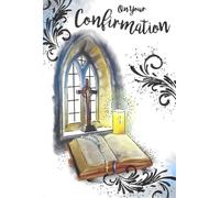 Kingfisher Cards Ltd Confirmation Card for Young Man, Cross and Bible Religious Design with Church Window and Candle