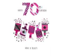 Kingfisher Cards Ltd Happy 70th Birthday Card, Pink Champagne Bottles and Stars Design, Have a Blast