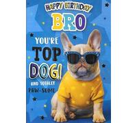 Kingfisher Cards Ltd Happy Birthday Bro Greeting Card, Funny Cool Dog in Sunglasses Design, Humorous Brother Birthday
