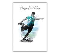 Kingfisher Cards Male Birthday Card - Happy Birthday Card for Men or Boys with Artistic Football Design and Foil Finish