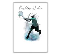 Kingfisher Cards Male Birthday Card - Happy Birthday Card for Men or Boys with Artistic Tennis Design and Foil Finish