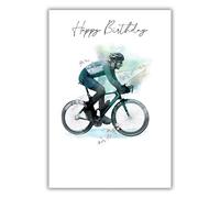 Kingfisher Cards Male Birthday Card - Happy Birthday Card for Men with Artistic Cycling Design and Foil Finish