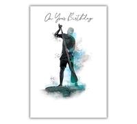 Kingfisher Cards Male Birthday Card - Happy Birthday Card for Men with Artistic Paddleboard Design and Foil Finish