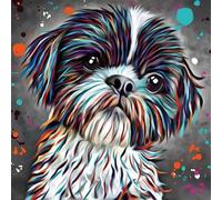 Kingfisher Cards Modern Art Dog Greeting Card, Colourful Contemporary Design, Square 16cm, Blank Inside with Envelope