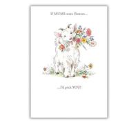 Kingfisher Cards Mum Birthday Card - Cute Goat with Flowers Design - 'If Mum's were Flowers, I'd Pick you'- Animal Greeting Card for Her