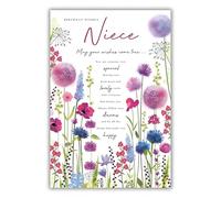 Kingfisher Cards Niece Birthday Card - Happy Birthday Card with Sentimental Verse and Floral Design with a Foil Finish - Birthday Card for Women or Girls